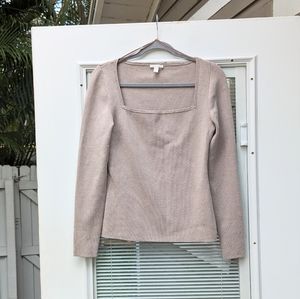 COS Beige Long Sleeve Top - cotton/silk blend